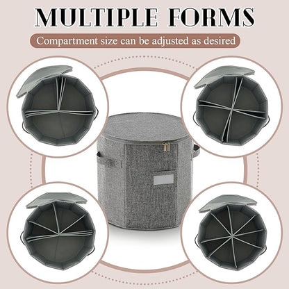 Ripeng 2 Pack Round Shoe Organizer for Closet, Cylindrical Shoe Storage Organizer with Removable Dividers and Lid, Foldable Closet Container Round Compartment Bins for Home (D14 X H13.2,Fan Shapped)