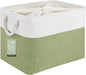 Large Storage Baskets- 16x12x12 inch Storage Bins for Shelves and Closet Organizing, Foldable Fabric Bin for Home Organization Clothes and Laundry (1-Pack, White&Green)