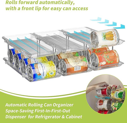 Can Organizer for Pantry Soda Can Organizer Automatic Rolling Food Pantry Storage Rack Can Dispenser for Fridge Holds 36 Cans, Fits 5.8-Inch Soda and Can, Set of 9