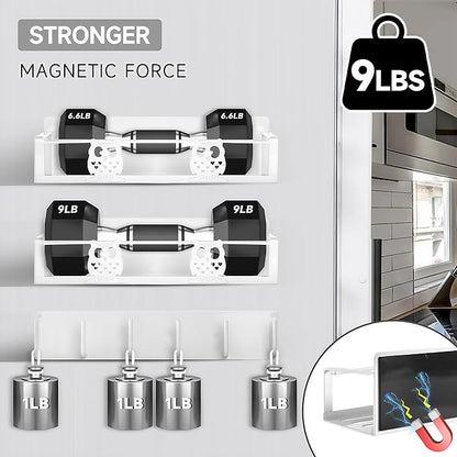 Magnetic Spice Rack,Magnetic Shelf for Fridge,Spice Organizer,Fridge Organizer,Kitchen Storage Organization with Magnetic Hooks,Owl Home Decor(White)