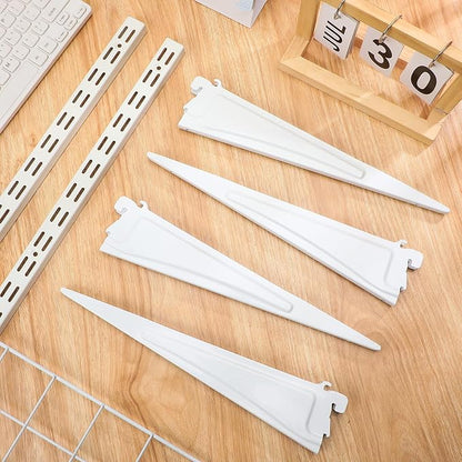 CroBlissful 47.5 Inch Twin Rail Upright Wall Shelving System with 16 Inch Locking Shelf Bracket Adjustable Closet System Heavy Duty Metal Support for Deep Wire Shelving Closet (8 Pcs)