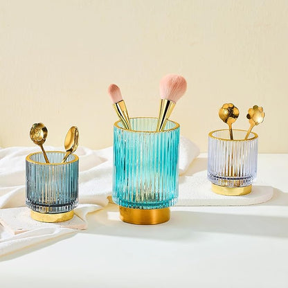 Makeup Brush Holder Organizer,Toothbrush Holders,Desk Pen Pencil Holder,Multifunctional Vintage Glass Brush Cup(A3-30-US)