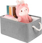Storage Bins with Sturdy Cotton Handles(1 Pack), Fabric Storage Baskets for Organizing use for Office & Home, Book, Clothes, Toys, Closet Boxes (Large, Grey, 15.7x11.8x7.9 inches)