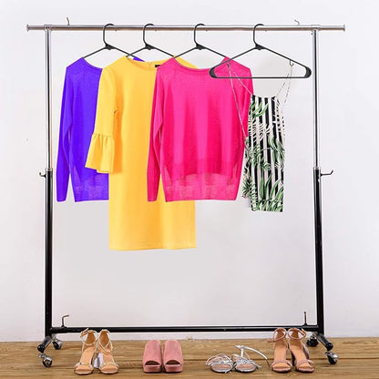 Utopia Home Plastic Hangers 200 Pack - Space Saving Clothes Hanger - Durable & Strong Closet Organizers and Storage with Built-in Strap Hooks - Essential for Shirts, Pants, Skirts & Coats (Black)