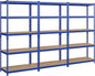 Topeakmart 3PCS 5-Tier Utility Shelves, Metal Storage Shelves Garage Shelving Unit Adjustable Garage Storage Shelves Storage Racks Heavy Duty Shed Shelving- Blue, 35.5 x 17.5 x 72 Inch