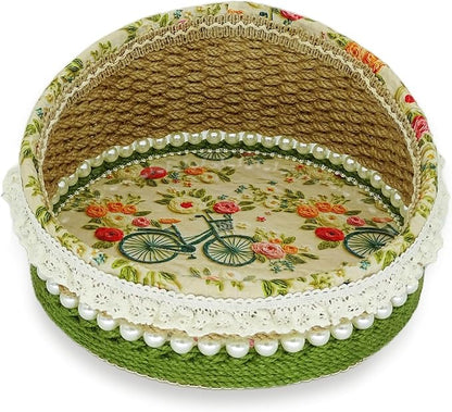 Zenpeace Hand-Woven Basket, It Can be Used for Cosmetics Storage, Perfume Storage, Lotion Storage, Cosmetics Organization and Multi-scene Decoration