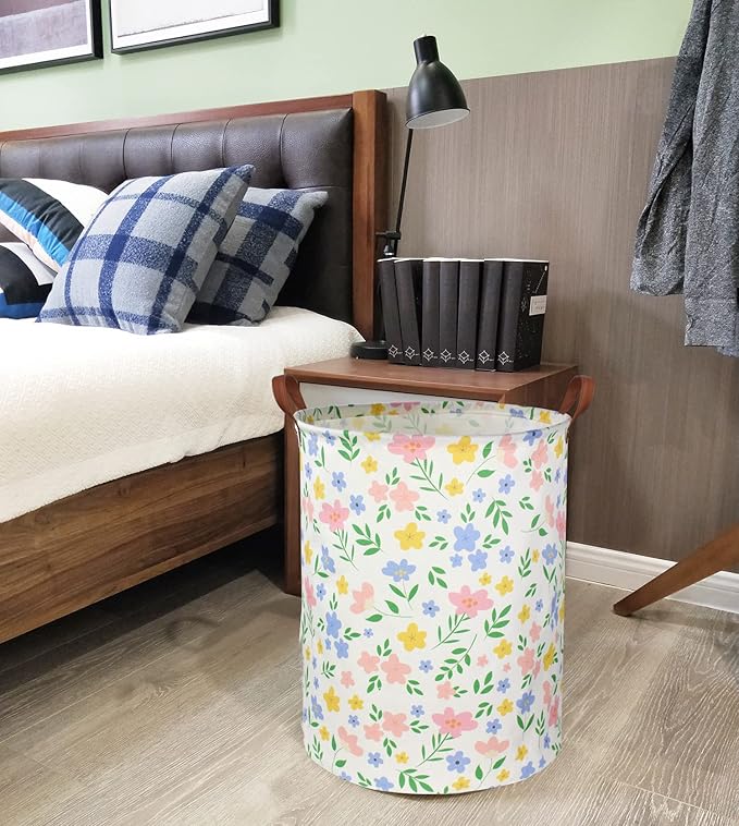 Girls Laundry hamper Baby Girl Hamper Kids Toy Storage Organizer Bins Gift Basket for Bedroom Decor(Flowers)