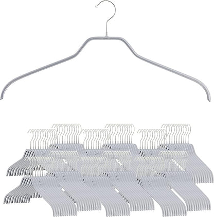Mawa by Reston Lloyd Silhouette Series Non Slip Saving Clothing Hanger for Shirts and Dresses, Style 41/F,Set of 140, Silver