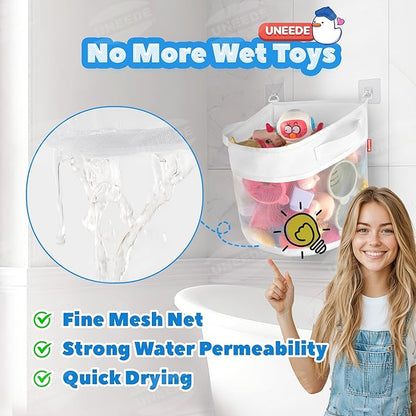 UNEEDE Bath Toy Organizer,4 Gallons Bathtub Toy Storage Organizer,Quick Access Bath Toy Holder For Bathtub,Baby Organizer,Quick Dry Baby For Tub,Mesh Shower Caddy