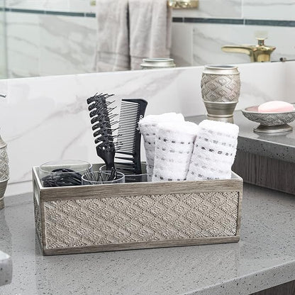Creative Scents Dublin Silver Bathroom Decor Box Toilet Paper Holder Storage Basket - Decorative Toilet Tank Topper Bathroom Storage Organizer - Bathroom Sink Organizer Countertop Container