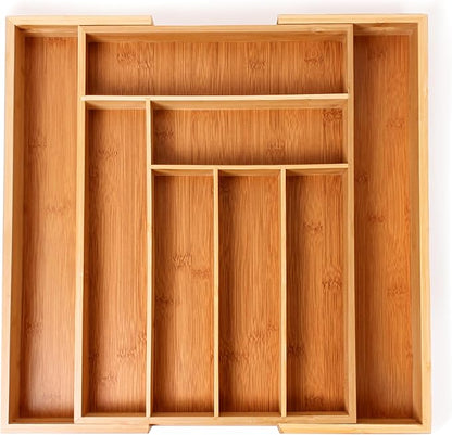 BergHOFF Bamboo 8-Slot Expandable Flatware Organizer, Expand between 12.75" to 18.5