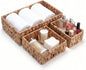 3 Pack Wicker Storage Basket, Natural Woven Water Hyacinth Storage Basket for Shelf Organizing