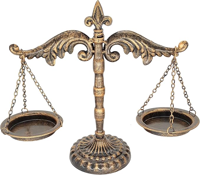 Owlgift Vintage Style Metal Libra Jewelry Display, Scale Tray Cosmetic Organizer, Jewelry Storage, Unique Centerpiece Stand – Bronze