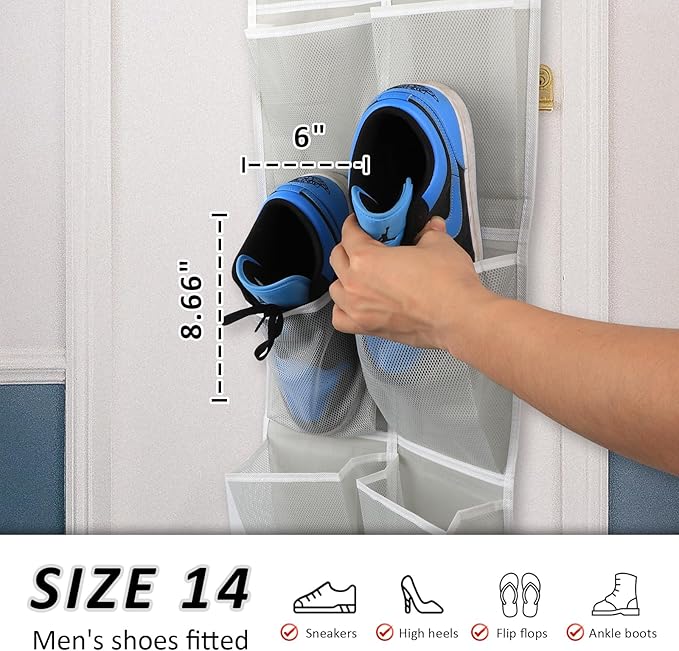 GOMAJI 2PK Over the Door 12 Pocket Hanging Shoe Organizer