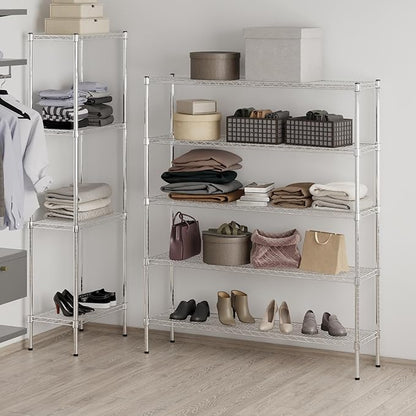 14" Deep x 54" Wide x 64" Height Wire Shelving Kit | 5-Tier | NSF Commercial Storage Rack Unit