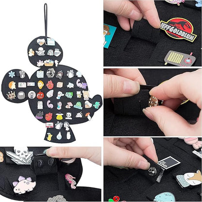 Hanging Brooch Pin Organizer Enamel Pin Display Cute Cartoon Shape Brooch Pin Display Storage Holder for Brooch Pin(Without Accessories ) (black+blue)