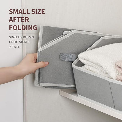 Homsorout Trapezoid Closet Shelf Organizer - Large Baskets for Organizing, Fabric Storage Cubes for Shelves, Storag Organizers Bins for Clothes, Blankets, 3 Pack, Grey