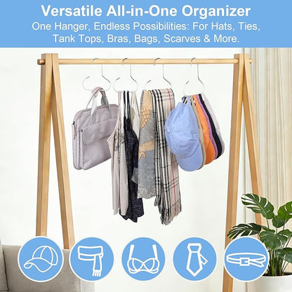 Hat Racks for Closet 8 packs Baseball Hat Organizer Cap Hanger Hat Holder for Closet for Hat, Tie, Bra, Belt, Tank Top, Scarf
