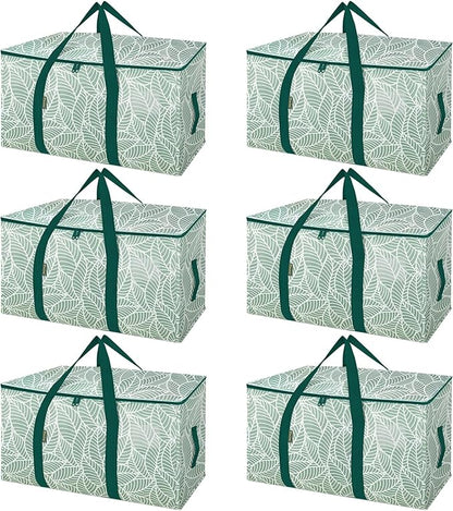 BALEINE 6-Pack Oversized Moving Bags with Reinforced Handles, Heavy-Duty Storage Tote for Clothes, Moving Supplies (Antique Folidage, 6-Pack)