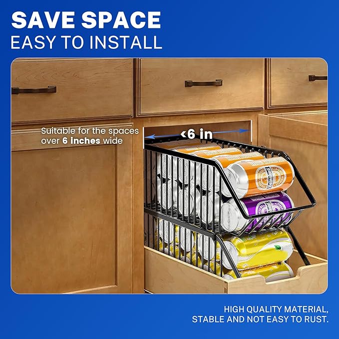Soda Can Organizer of 4 Pack,Stackable Can Organizer For Pantry, Soda Storage, Soup Soda Can Dispenser, Can Storage Rack for Pet Food Cans