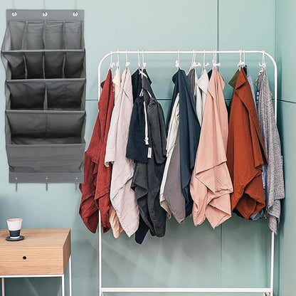 OSALADI Large Capacity Hanging Bag Pendant Over Door Organizer with Compartments Multi-layer Shoe and Item Storage Pouch for Home Slippers Shoes Bags Umbrellas and Nursery Essentials Gray