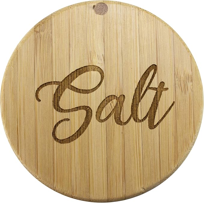 Totally Bamboo Salt Cellar Bamboo Storage Box with Magnetic Swivel Lid, 6 Ounce Capacity, Salt Engraved on Lid