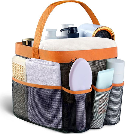 Attmu Mesh Shower Caddy Portable for College Dorm Room Camping Essentials, Shower Caddy Dorm with 9-Pockets, Large Capacity Hanging Basket Bathroom Bag for Toiletry, Swimming, Gym, Camp, Beach