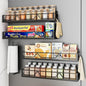 Mystozer 16.9 Inch Wide Large Capacity Magnetic Spice Rack for Refrigerator,5 Pack Metal Fridge Shelf Magnetic Spice Rack Kitchen Storage Refrigerator Organizers and Storage Spice Shelf (Black)