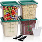 4QT NSF Food Storage Containers: 8 PCS [Food Grade][Hot&Cold Resistant] Commercial Clear Food Storage Containers with Lids for Restaurant Kitchen Proof Dough, Measuring Spoons Included(Green)