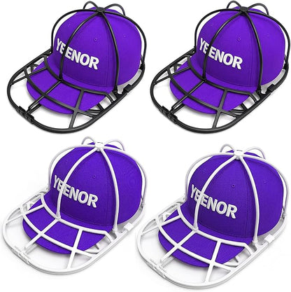 Hat Washer Cage for Washing Machine – Baseball Cap Cleaner Rack for Washer & Dishwasher, Structured Cap Shaper & Protector for Hats – 4 Packs (Assembly Required)