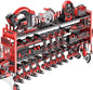 49.8" W Super Large Power Tool Organizer Wall Mount,4-Layer Heavy Duty Tool Storage with 18 Cordless Drill Holder,600 lb Capacity Garage Organization for Garage and Workshop (Red)