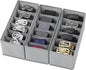 3 Packs Fabric Belt Organizer for Closet and Drawer, Foldable 6 Grids Dresser Drawer Organizers, Belt Tie Holder, Tie Box-Grey