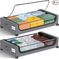 GoMaihe Under Bed Storage with Wheels: 48L Underbed Storage Containers with Lids - Rolling Bins for Shoes Clothes in Dorm Bedroom - Metal Drawers Easy Pull-out Grey 2-Pack