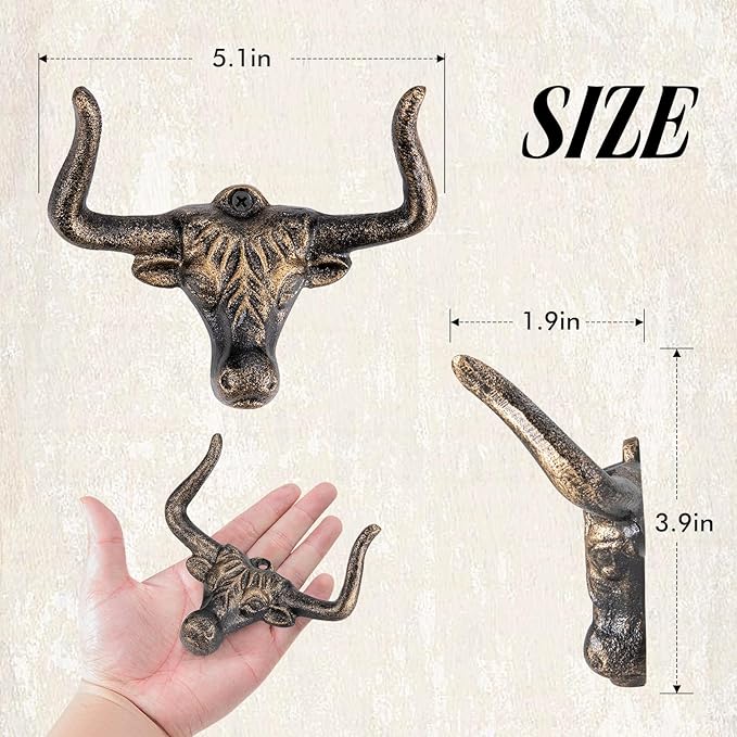 Cowboy Hat Rack for Wall,6 Pack Modern Metal Cast Iron Cowboy Hat Holder Cowgirl Hat Hanger Western Wall Decor Hat Hooks
