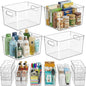 MOONEDGE Set of 12 Clear Plastic Storage Organizer Bins – 4 Large and 8 Small Nestable Space-Saving System for Under-Sink, Bathroom, Kitchen, Fridge & Cabinet Organization