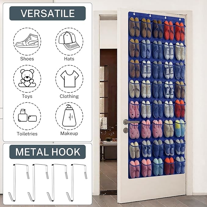 40-Pocket Over the Door Shoe Organizer - Large Mesh Pocket Hanging Shoe Organizer,Behind the Door Shoes Storage Holder Hanger
