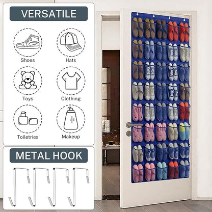 40-Pocket Over the Door Shoe Organizer - Large Mesh Pocket Hanging Shoe Organizer,Behind the Door Shoes Storage Holder Hanger
