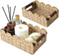 Cute Scalloped Basket, Handwoven Toilet Paper Storage with Built-in Handles, Wicker Basket for Organizing, Decoration and Home(Set of 2)