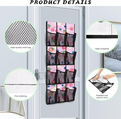 Strawberry Hanging Storage Shoe Organizer for Closet 12 Mesh Pockets Over The Door Wall Closet Holder for for Boots & Sneakers Toys