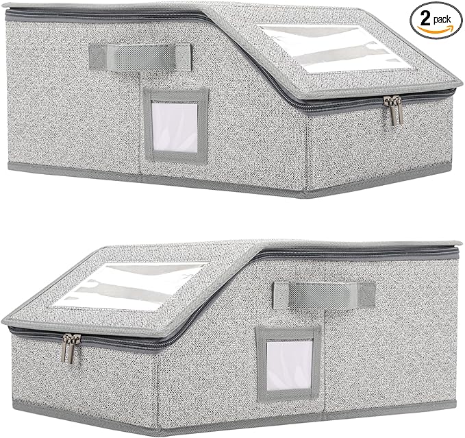 Qivine 2Pcs Stackable Hat Boxes, Space-Saving Baseball Hat Storage, Hats Storage for Baseball Caps with Clear Window, Hold Up to 24 Caps for Closet