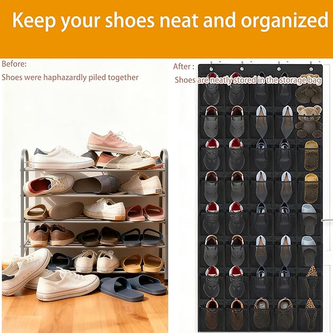40 Large Pocket Over the Door Shoe Organizer,Shoe Rack for Door with Breathable Mesh & Reinforced Hooks,Multi-Purpose Organizer for Shoes,Perfect for Bedroom, Entryway,Dorm, Apartment and Small Spaces