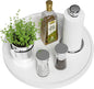 White Lazy Susan, 13.2 Inch Non-Skid Bamboo Turntable for Kitchen Table Cabinets and Closets, Wood Organizer for Kitchen Countertop