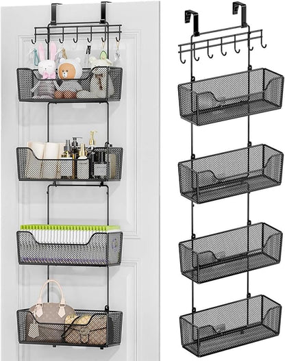 for Over The Door Organizer Hanging Door Organizer with 4 Metal Large Capacity Baske
