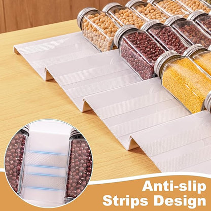 Spice Drawer Organizer 4 Tier, Adjustable White Kitchen Seasoning Rack Tray (13" to 26"), with Anti-Slip Mat, for Cabinet Countertop (Jars Not Included)-White