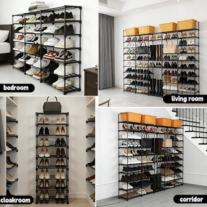 Extra Large Shoe Rack – 4 Columns × 10 Tiers, Holds Up to 72–80 Pairs – Heavy-Duty Stackable Metal Shoe Organizer for Entryway, Closet, Garage