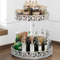 2 Tier Lazy Susan Organizer Turntable Adjustable,12 Inch Two Tier Lazy Susan Metal Easy Assembly Cleaning, Rotating Spice Rack Organizer for Cabinet Dining Table Kitchen Countertop White