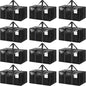 12 Pack Extra Heavy Duty Large Moving Bags with Strong Zipper & Comfortable Handles, Sturdy & Durable Clothes Storage Bags Totes Bins, Packing Moving Boxes for College Supplies, Black