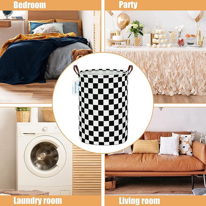 Laundry Basket Canvas Fabric Collapsible Organizer Basket for Storage Bin Toy Bins Gift Baskets Bedroom Clothes Children Nursery Hamper (Racing flag)