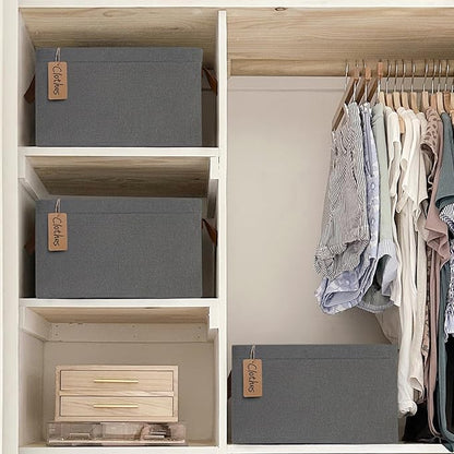 CHICVITA Storage Baskets for Organizing, Fabric Storage Bins for Clothes, Towels, Shoes, Closet Baskets for Bedroom Organizing, 14 ¾" L x 10 ¼" W x 8 ¼" H, Grey, 2-Pack