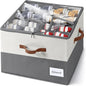 Shoe Organizer for Closet, Fits Up to 16 Pairs, Large Shoe Box Storage Container with Clear Cover, with Adjustable Dividers for Shoe Storage Bins,Space-Saving Shoe Bins (Beige and grey)
